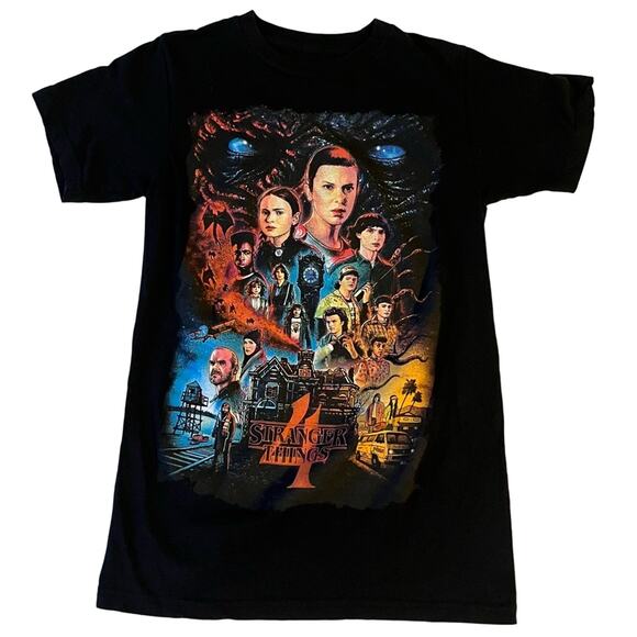 Netflix Tops - Stranger Things Netflix Black Short Sleeve Cotton Graphic Tee XS Unisex T-Shirt